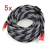 Neewer 5x Mesh Black Premium M/M Gold 50 ft Long HDMI Cable For PS3 1080p 7 ....