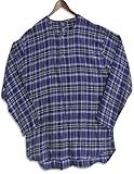 Hampton House Lounge Wear - Mens Long Sleeve Flannel Plaid Pajama Top Nightshirt, Royal, Black (Size X-Large)