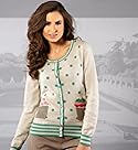  Per Una Cotton Rich Spot &amp; Stripe Cardigan with Angora