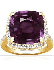 18K Yellow Gold Cushion Cut Purple Sapphire Fana Designer Ring
