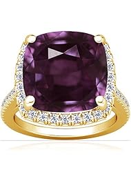 14K Yellow Gold Cushion Cut Purple Sapphire Fana Designer Ring