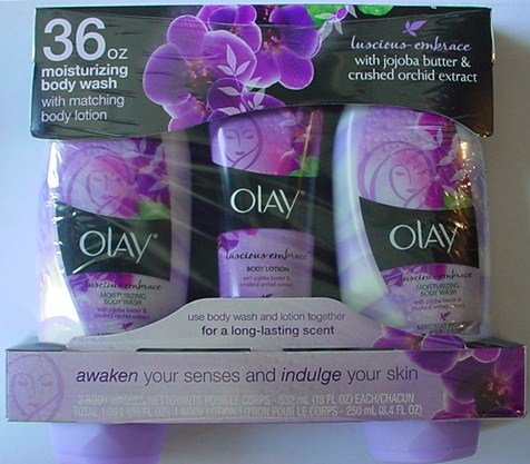  OLAY 3 Pack Moisturizing Body Wash & Body Lotion - Luxurious Embrace 