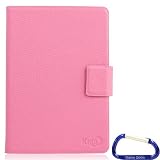 Gizmo Dorks Slim Frameless Leather Case (Pink) with Carabiner Key Chain for the Coby MID7042 Tablet