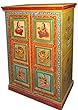 Mogul Indian Armoire Antique Chest Bar Cabinet Hand Painted Ganesha