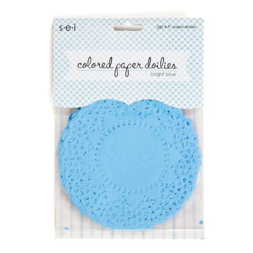 Sew Easy Industries 25 Doilies, 4 by 4-Inch, Bright Blue