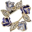 Rose Wreath Crystal Rhinestone Gold-Tone Brooch Pin - Blue Rose Wreath Crystal Rhinestone Gold-Tone Brooch Pin - Blue