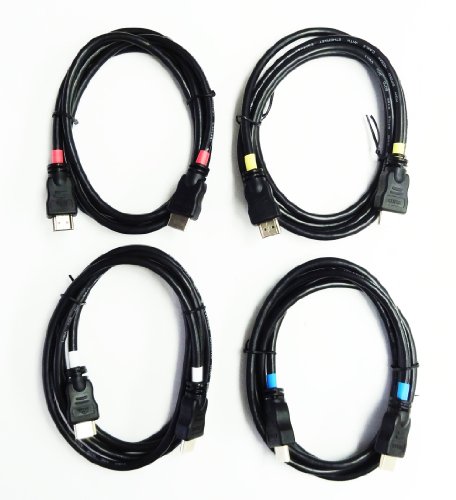 Tera Grand - New and Improved Version - 4 Pack 6 Feet Color-Coded High Speed HDMI Cables with Gold Plated Connectors - Supports Ethernet, 3D, and Audio Return - (The Newest HDMI Standard - Version 1.4)