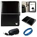 Black Melrose Leather Executive Folio Case Cover for Amazon Kindle / Amazon Kindle Touch / Amazon Kindle Touch 3G (Fits All 2011 Kindle e-Reader) + Black Retractable Micro USB Wall / Home Charger + SumacLife TM Wisdom Courage Wristband