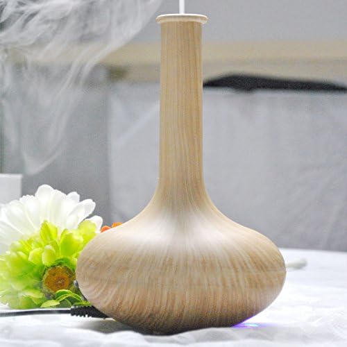 Wangang Vase Aroma Diffuser Humidifier with 2 Interchangeable Tops for Home, Office, Spa-01K Grain Wood
