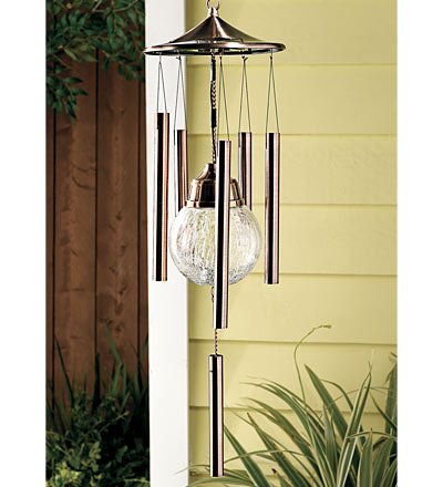 Solar-Powered LED Rainbow Wind Chime with Crackled Glass