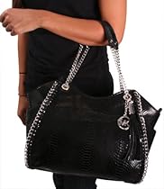 Hot Sale Michael Kors Chelsea Women's Python Leather Shoulder Handbag Black