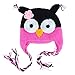 niceEshop(TM) Cute Owls Crochet Knit Wool Toddler Hat With Ear Flap,Black&Roseo