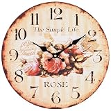 Produkt-Bild: ROMANTISCHE UHR "SIMPLE LIFE" ROSE WANDUHR K&Uuml;CHENUHR 33,5CM
