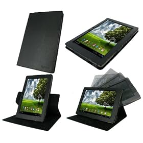 rooCASE Dual-View Multi Angle (Black) Leather Folio Case Cover for Asus Eee Pad Transformer 10.1-Inch TF101 Android Tablet Wi-Fi: Electronics