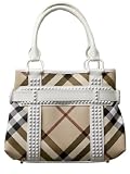 Burberry - Burberry Rachel Coated Canvas Studded White Patent Leather Small Shoulder Bag 3201032