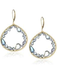 Dana Kellin "Indigo Mix" Tonal Blue Gemstones with Open Heart Shape Encrusted Drop Earrings
