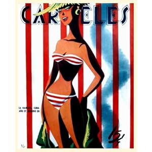 12x18 Cuban pinup poster"Sexy girl.Stripe Bikini"Fashion. 173