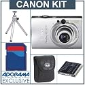 Canon Powershot SD1100 IS Digital Silver Camera kit. with 1GB SD Memory Card, Camera Case, Spare NB-4L Type Lithium-ion Battery, Table Top Tripod