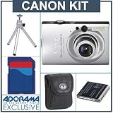 Canon Powershot SD1100 IS Digital Silver Camera kit. with 2GB SD Memory Card, Camera Case, Spare NB-4L Type Lithium-ion Battery, Table Top Tripod