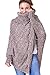 WozWoz Women's Polo Neck Knit Poncho Cape + Arm Warmer Fingerless Gloves (Brown)