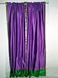 2 Lavender India Art Silk Sari Curtains with Jungle Green Border 96"