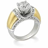 18K Two-Tone Gold Diamond Engagement Ring Semimount - CENTER STONE NOT INCLUDED - 0.30 Ct.