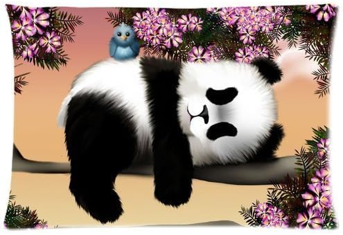 Cute Panda Siesta 20X30 Two Sides Custom Cotton & Polyester Pillow Case Cover Cushion Cover Model: CHH-0235 (Build-to-Order) by CHIHUAHUA
