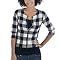 Juniors' Xhilaration&reg; 3/4 Sleeve Cardigan - Cream/Black Checked