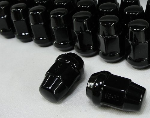 Black, Acorn Lug Nuts, 13/16" Head, Set of 20, Fitment for Some Ford Models
