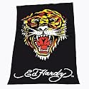 Ed Hardy 7544-10036 Fleecedecke "Tigerkopf" 150 x 200 cm schwarz