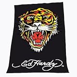 Produkt-Bild: Ed Hardy 7544-10036 Fleecedecke "Tigerkopf" 150 x 200 cm schwarz