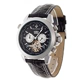 Yves Camani Herren-Armbanduhr XL Worldtimer Stahl Schwarz Analog Automatik Leder YC1029-A