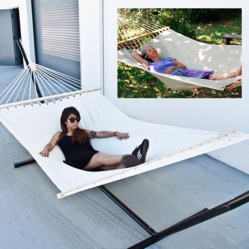 Double Hammock Tree 2 People Person Patio Bed Swing New Cotton Canvas Outdoor
