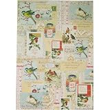 Bird Collage Cavallini Holiday Birds Decoupage or Gift Wrap Paper, 20 by 28",Three