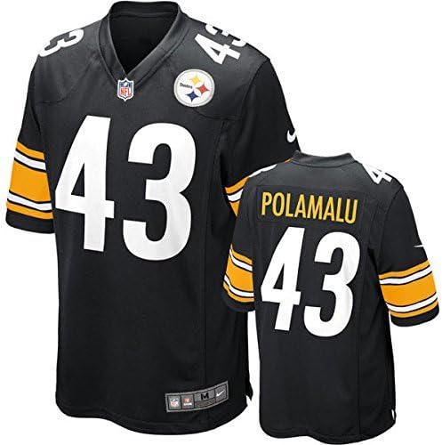 Dngohson Charm Men's TPolamalu_PS #43 On-field Game Jersey,Black (X-Large)