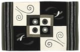 Embroidered Chenille 100% Cotton Black and White Rug 2 X 3