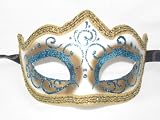 Light Blue Colombina Punta Linea Venetian Masquerade Mask
