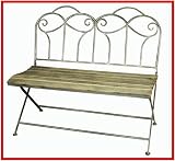 WOOD & IRON FOLDING PATIO BENCH