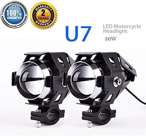 LOVEN 125W CREE U7 LED Motorcycle Spot Light Driving Headlight With Angel Eyes Light Ring (TWO)