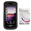 GTMax Black Rubberized Snap On Crystal Hard Case + Durable Clear LCD Screen Protector for AT&T Samsung Solstice SGH-A887 Cell Phone