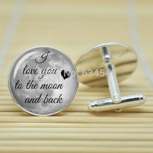Pretty Lee I Love You To The Moon And Back Full Moon In Silver Cufflinks Glass Cabochon Cufflinks C3522