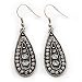 Atique Silver Finish Marcasite Teardrop Fashion Earrings