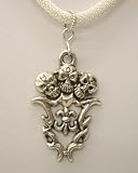 Skulls Fleur De Lis Pendant on Metal Mesh Chain