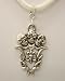 Skulls Fleur De Lis Pendant on Metal Mesh Chain