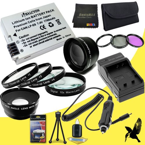 58mm Macro Close Up Kit Wide Angle 2x Telephoto Lenses Piece Filter  Kit for Canon EOS Rebel T5i with Canon 18-55mm STM Lens Halcyon LP-E8