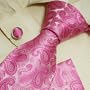NEW Designes Pink Paisleys Pattern 100% Jacquard Woven Silk Tie Hanky Mens Necktie and Cuff Links Cufflinks and Handkerchiefs Set H5004
