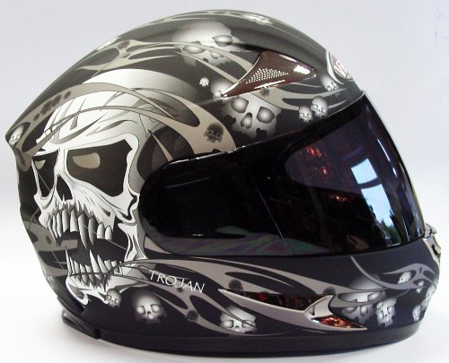 VIPER TROJAN SKULL MOTORCYCLE HELMET, GUNMETAL, X-LARGE