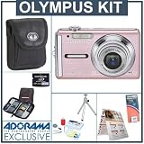 Olympus FE-340 Digital Pink Camera Kit, with 2 GB xD Picture Memory Card, Camera Bag, Table Top Tripod, EZ Digital Photography Guide Card Spare LI- 42B Lithium-Ion Rechargeable Battery, Slinger Digital Memory Case(4), Professional Lens Cleaning Kit