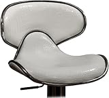 Contemporary Adjustable Crocodile White Barstool - 360 Degree Swivel