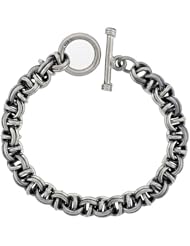 Sterling Silver Garibaldi Link Bracelet Toggle Clasp Handmade 3/8 inch wide, sizes 8, 8.5 & 9 inch